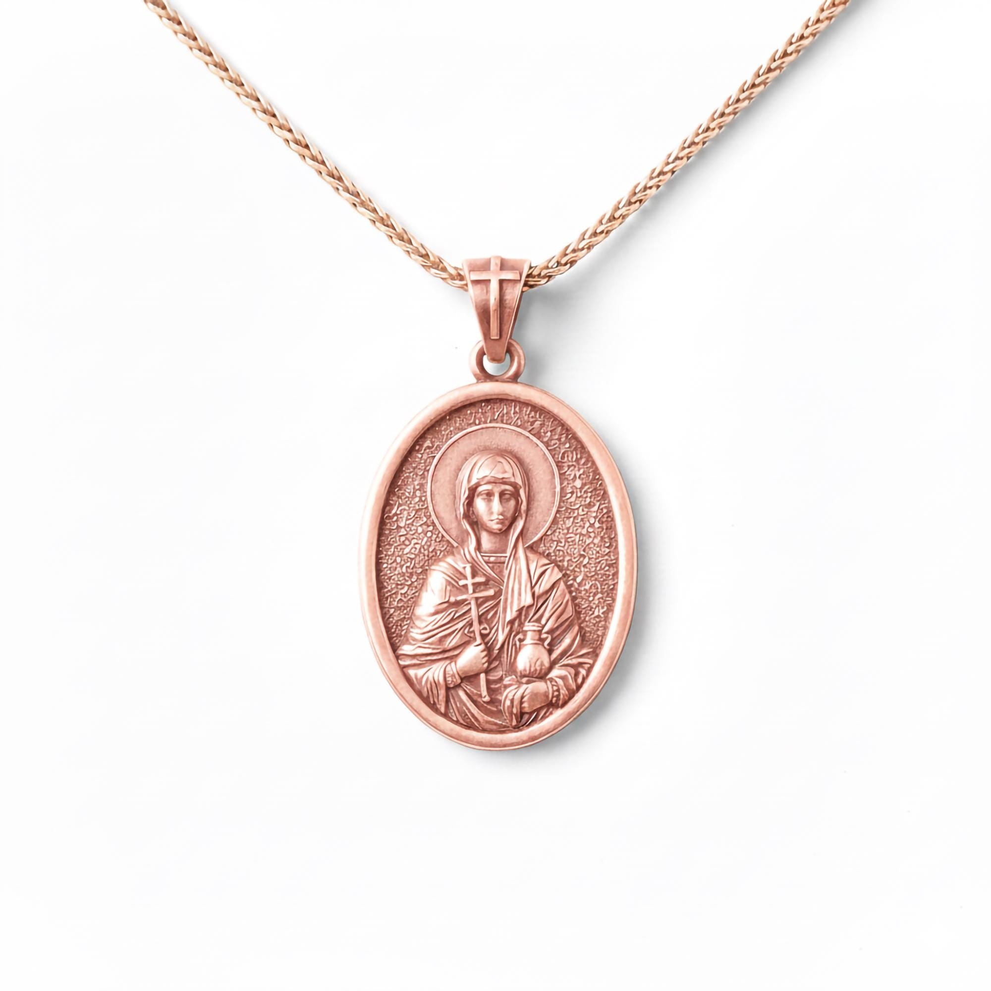 Oval Saint Anastasia Pendant – Sterling Silver Engravable Orthodox Christian Medal