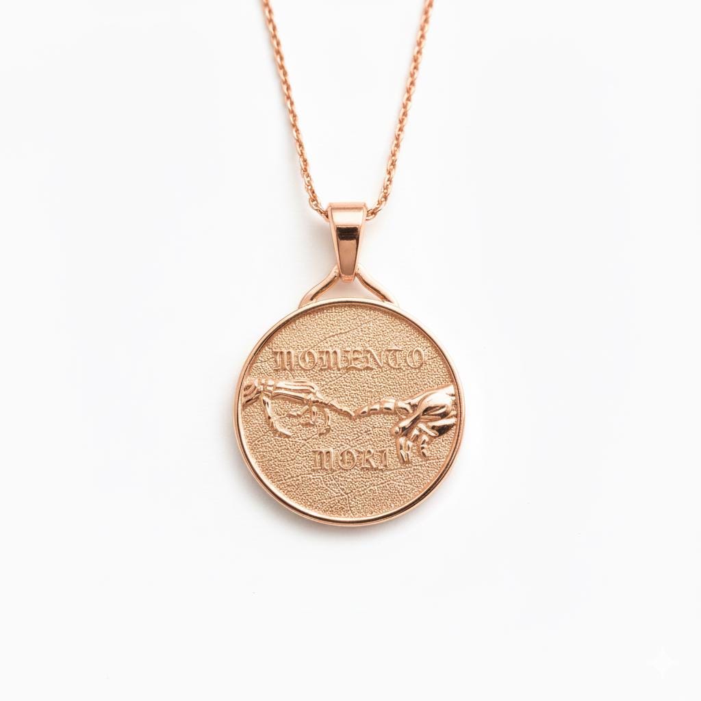 Memento Mori Pendant – Sterling Silver Engravable Symbolic Gothic Necklace