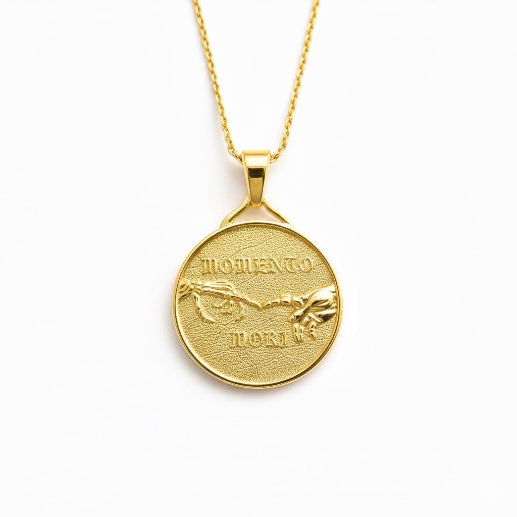 Memento Mori Pendant – Sterling Silver Engravable Symbolic Gothic Necklace