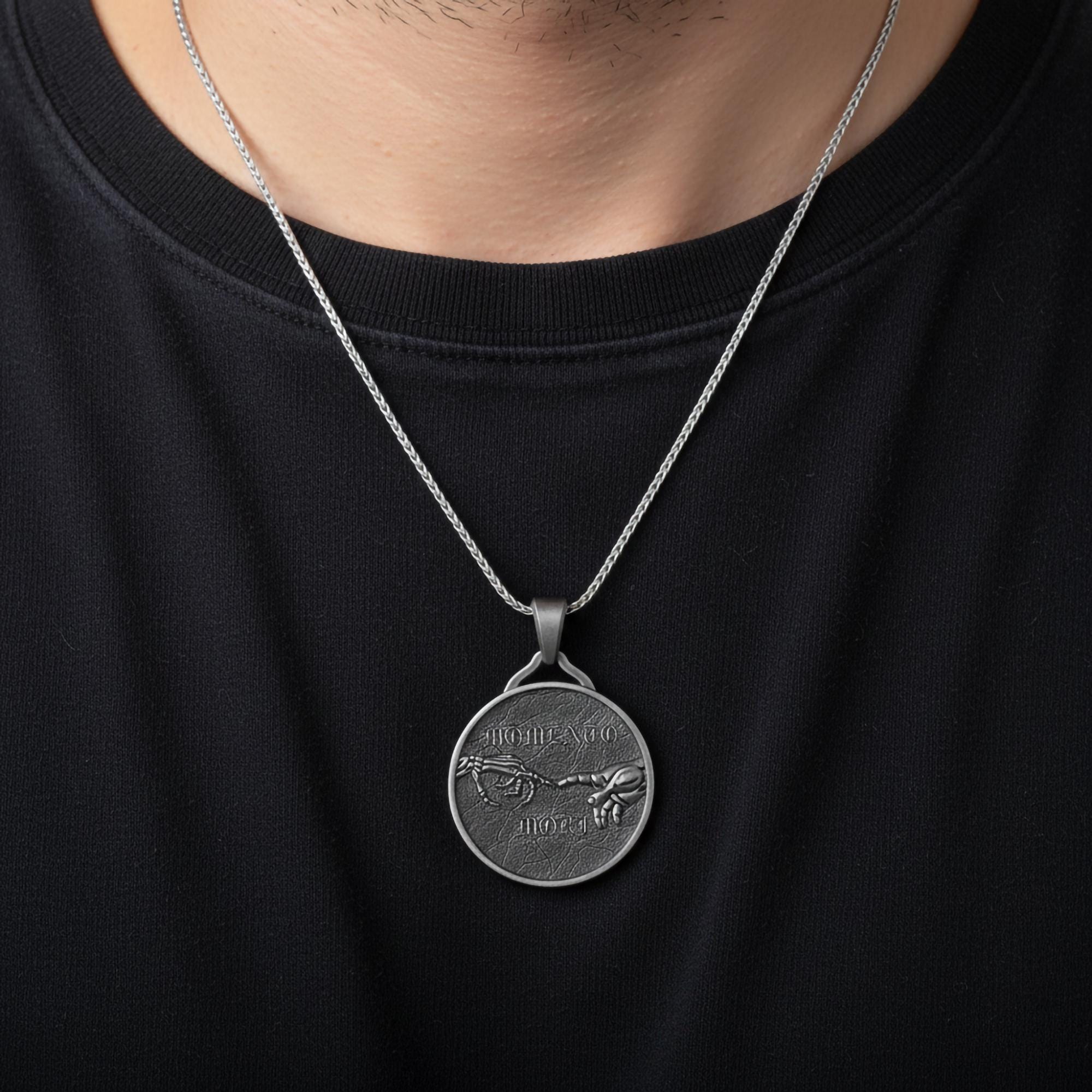 Memento Mori Pendant – Sterling Silver Engravable Symbolic Gothic Necklace