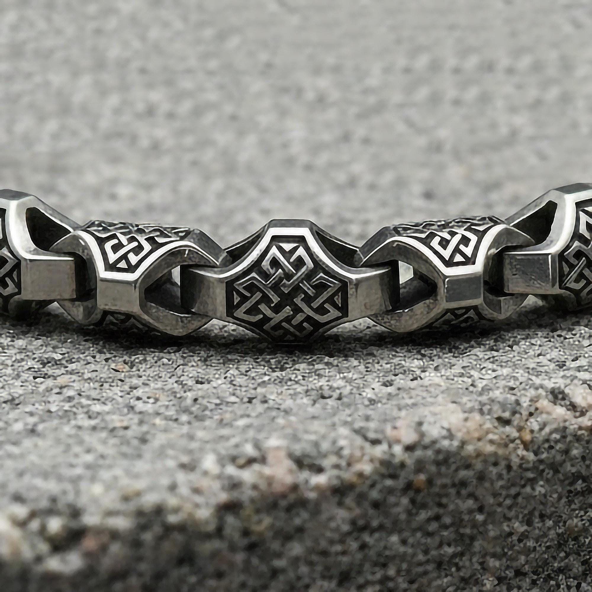 Heavy Celtic Knot Bracelet – Sterling Silver Men’s Celtic Chain Jewelry