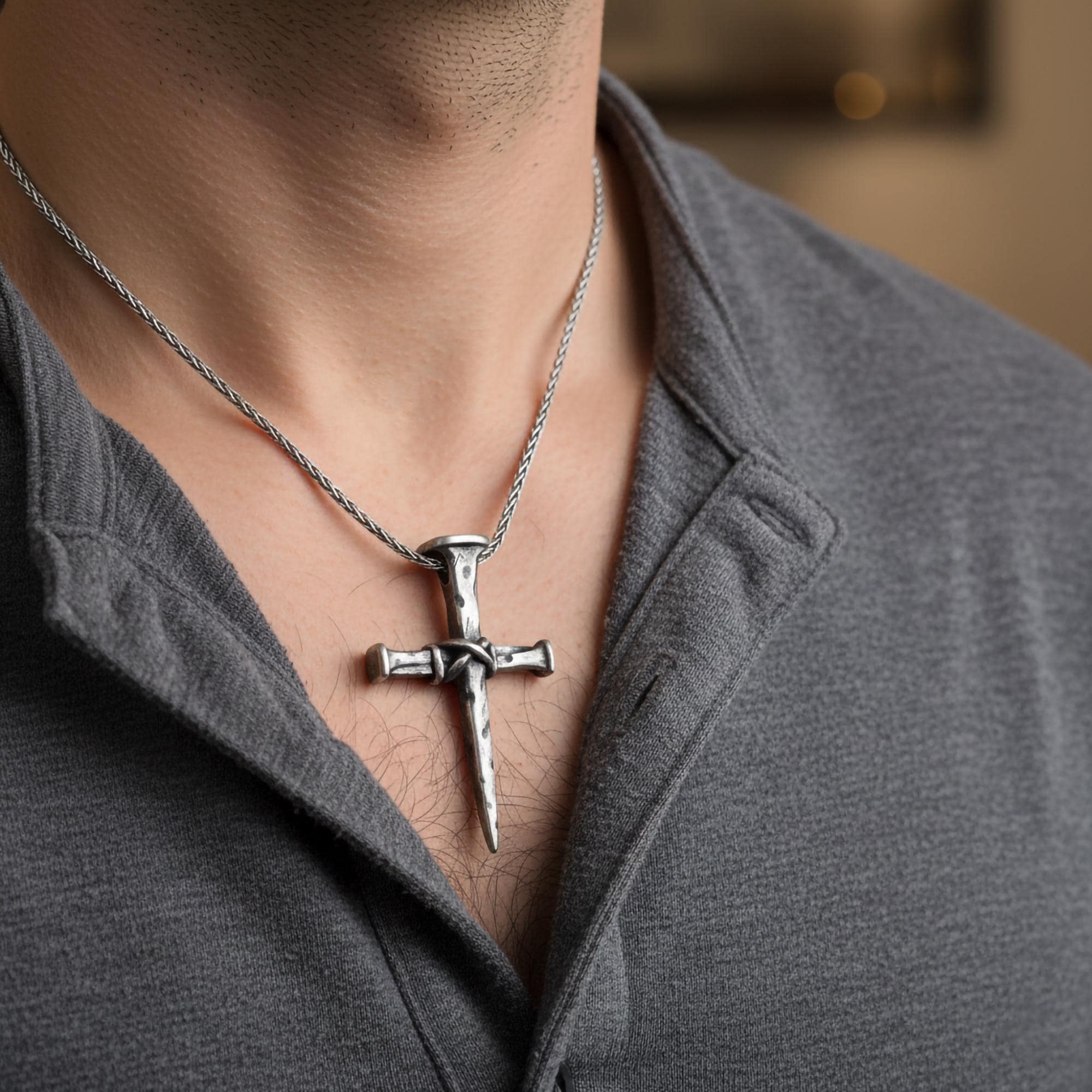 Crucifixion Nail Cross Pendant