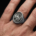 Load image into Gallery viewer, Saint Cecilia Signet Ring Silver – Patron Saint of Music Catholic Jewelry Gift
