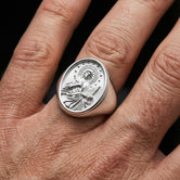 Saint Cecilia Signet Ring Silver – Patron Saint of Music Catholic Jewelry Gift