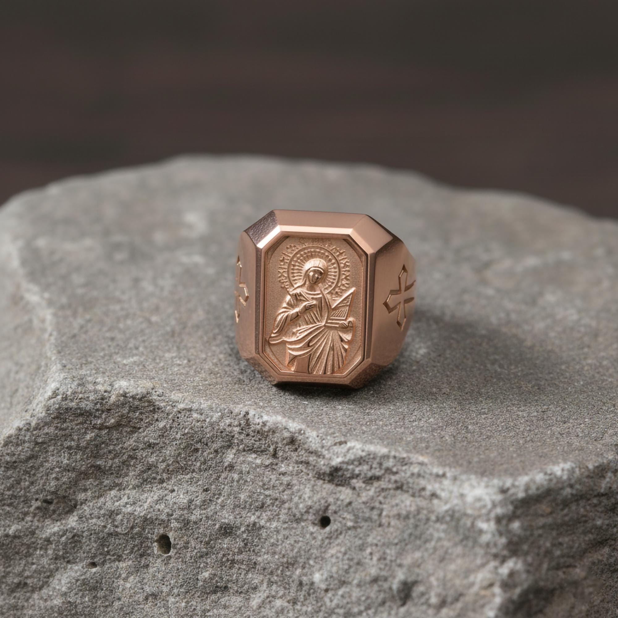 Saint Cecilia Ring – Sterling Silver Christian Signet of the Patron Saint of Music