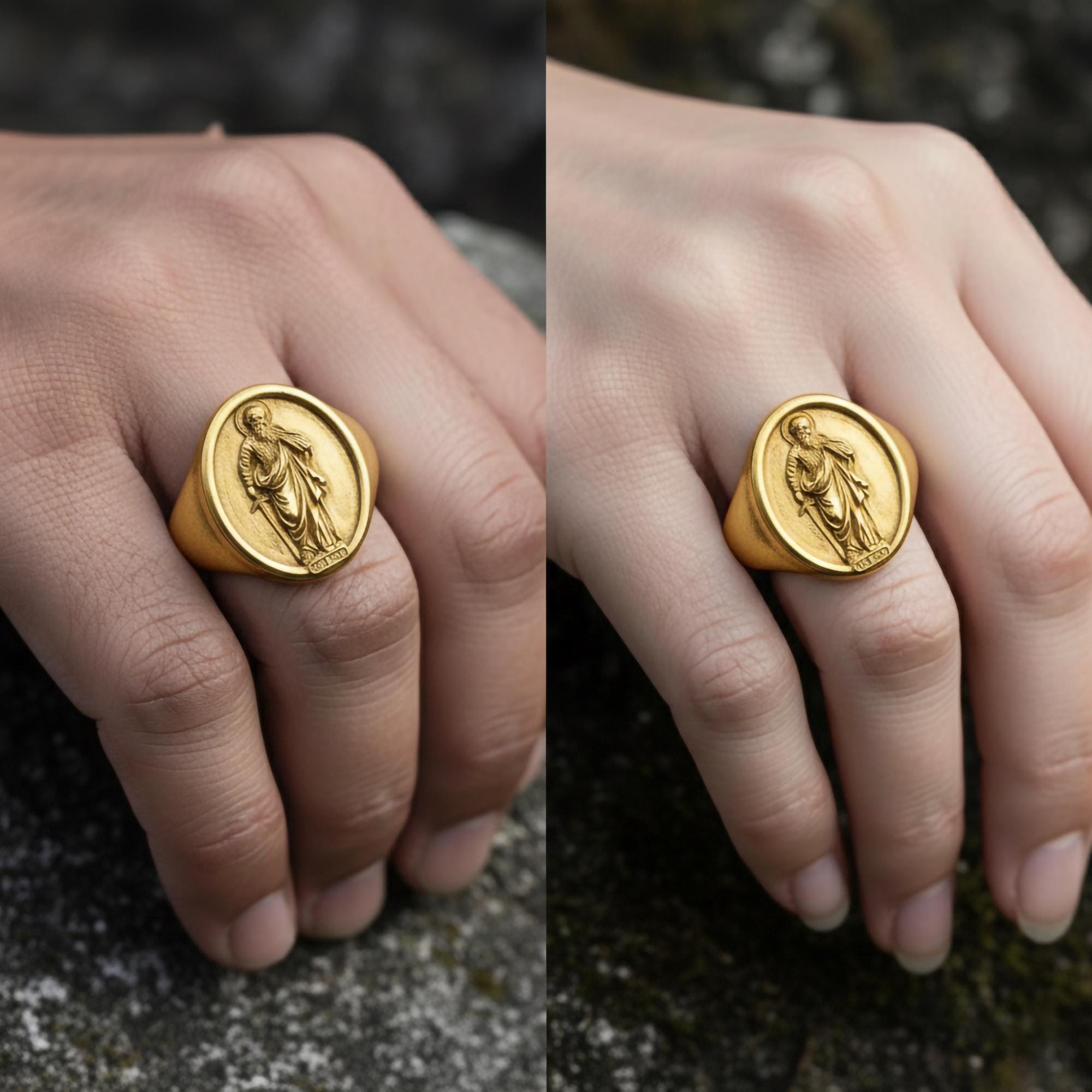 Saint Paul Ring – Sterling Silver Christian Signet Featuring Apostle Paul Icon