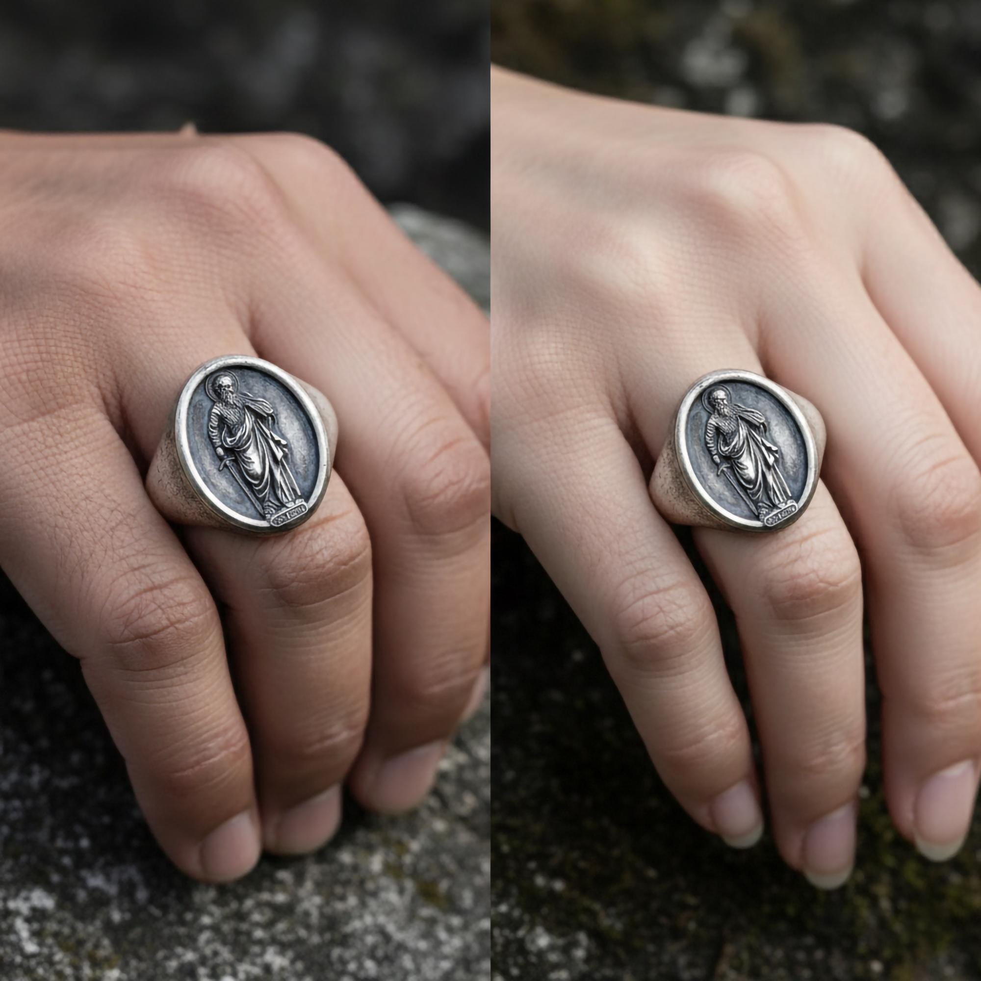 Saint Paul Ring – Sterling Silver Christian Signet Featuring Apostle Paul Icon