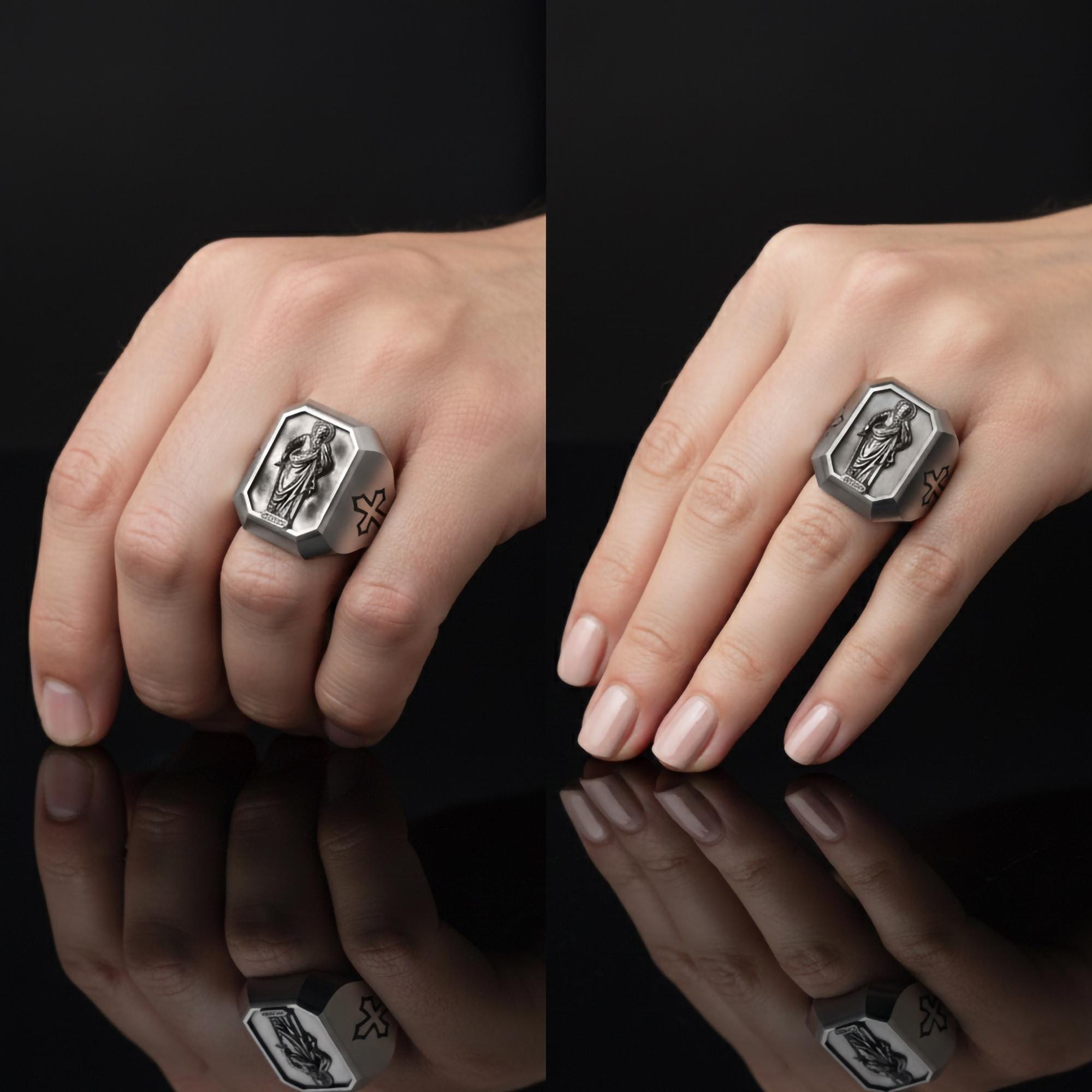 Saint Paul Ring – Sterling Silver Christian Signet Featuring Apostle Paul Icon