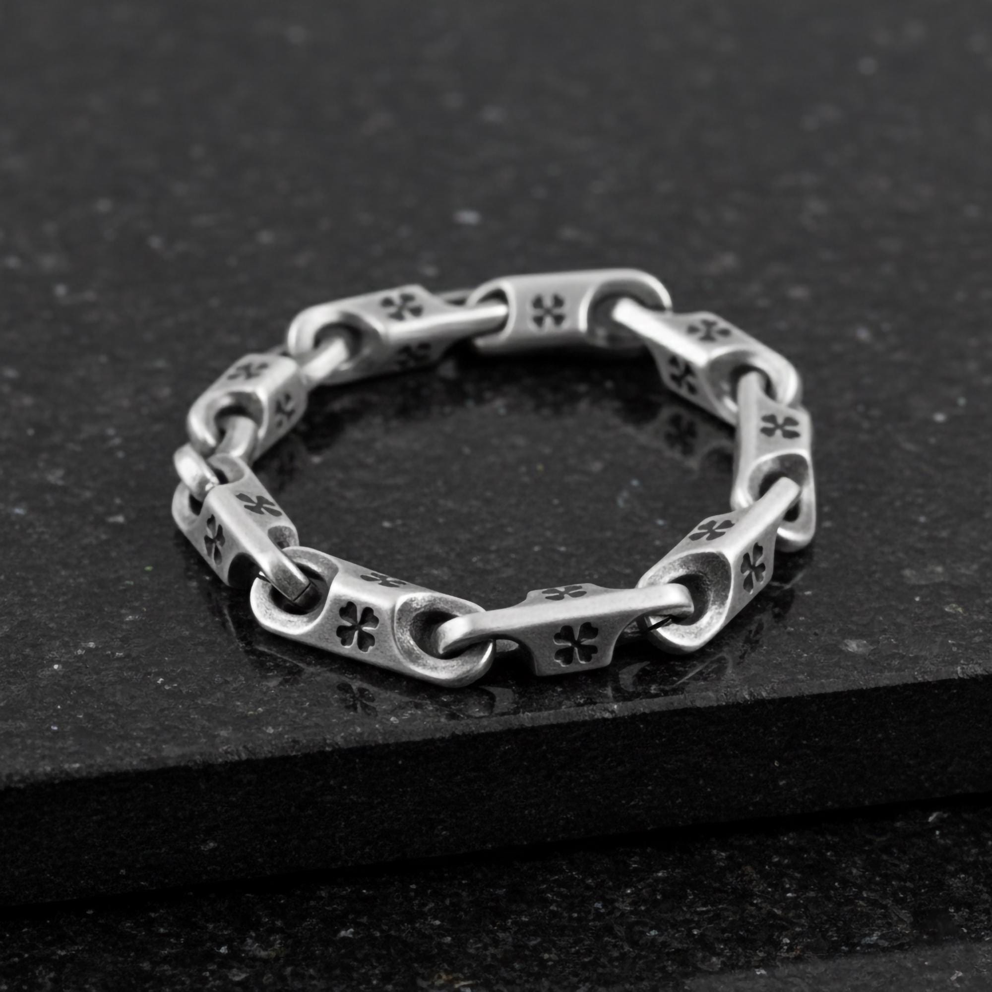 Four Leaf Clover Link Bracelet – Lucky Symbol Chain Jewelry, Celtic Inspired Gift for Him or Her