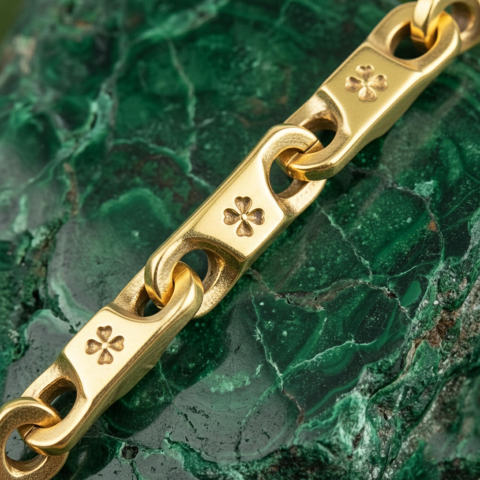 Four Leaf Clover Link Bracelet – Lucky Symbol Chain Jewelry, Celtic Inspired Gift for Him or Her