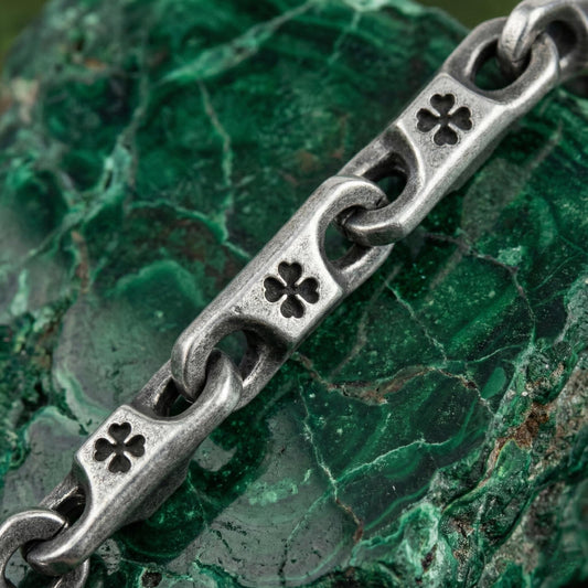Four Leaf Clover Link Bracelet – Lucky Symbol Chain Jewelry, Celtic Inspired Gift for Him or Her
