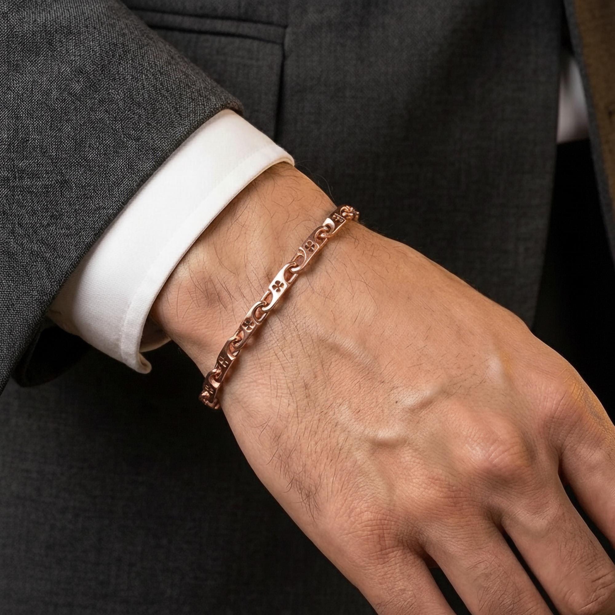 Four Leaf Clover Link Bracelet – Lucky Symbol Chain Jewelry, Celtic Inspired Gift for Him or Her