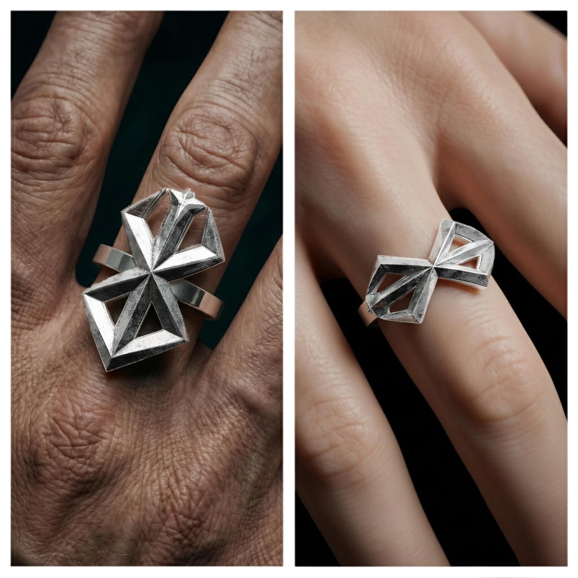 Brand of Sacrifice Ring – Silver Berserk Inspired Adjustable Men’s Gothic Dark Fantasy Jewelry Gift