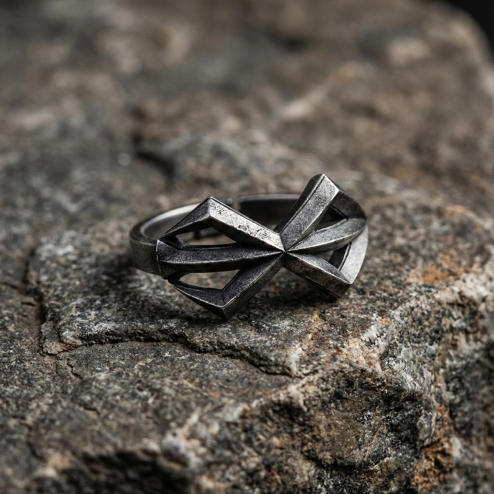 Silver Brand of Sacrifice Sigil Ring – Adjustable Dark Fantasy Band for Men, Gothic Jewelry Gift for him