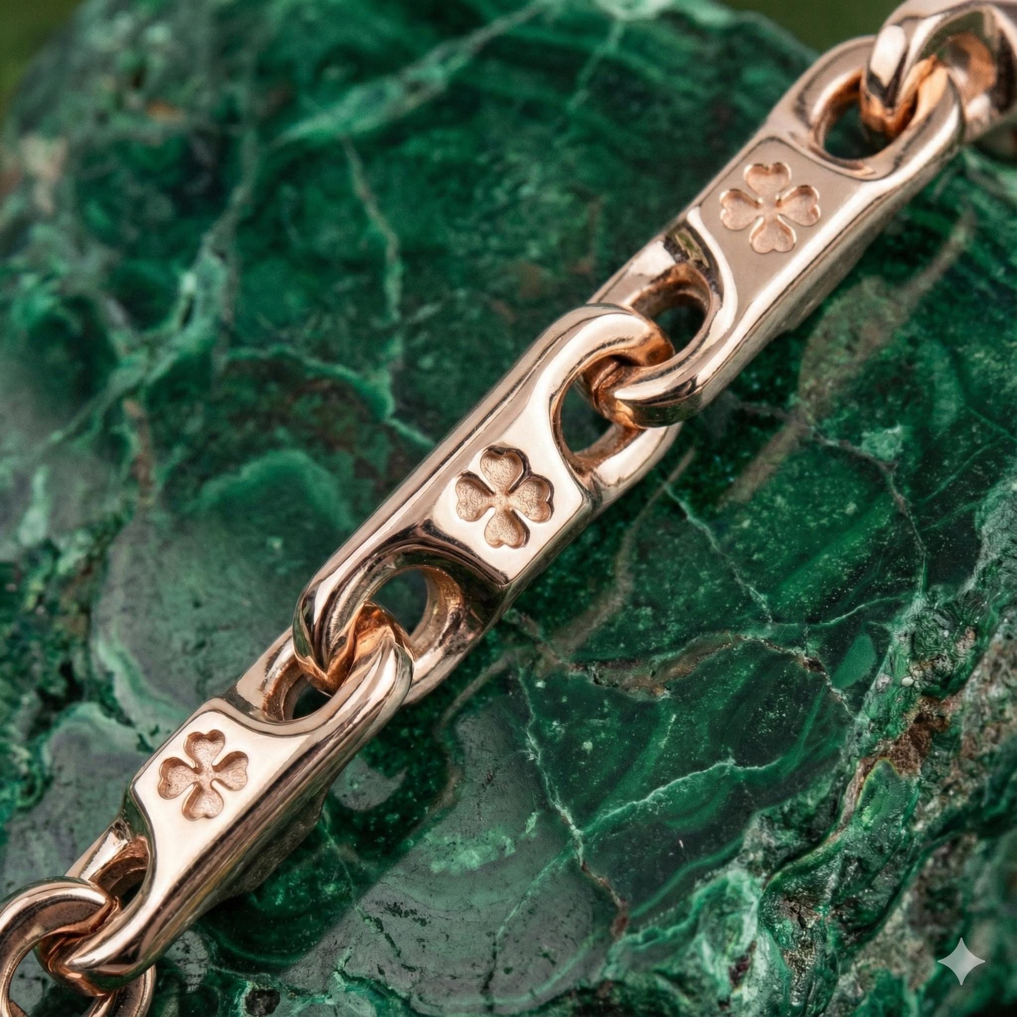 Four Leaf Clover Link Bracelet – Lucky Symbol Chain Jewelry, Celtic Inspired Gift for Him or Her