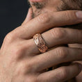 Load image into Gallery viewer, Rose gold plated phoenix spinner ring worn on model with refined fantasy aesthetic and symbolic elegance
