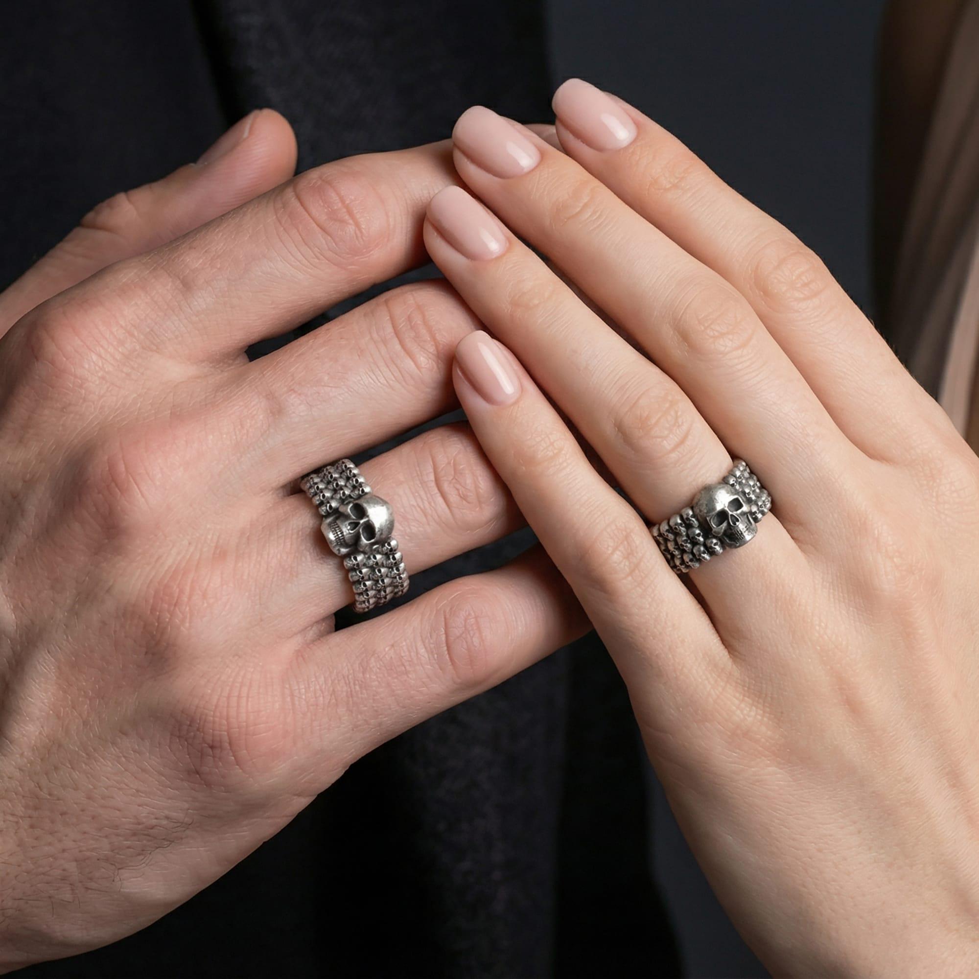 Mini Skull Bead Band Ring