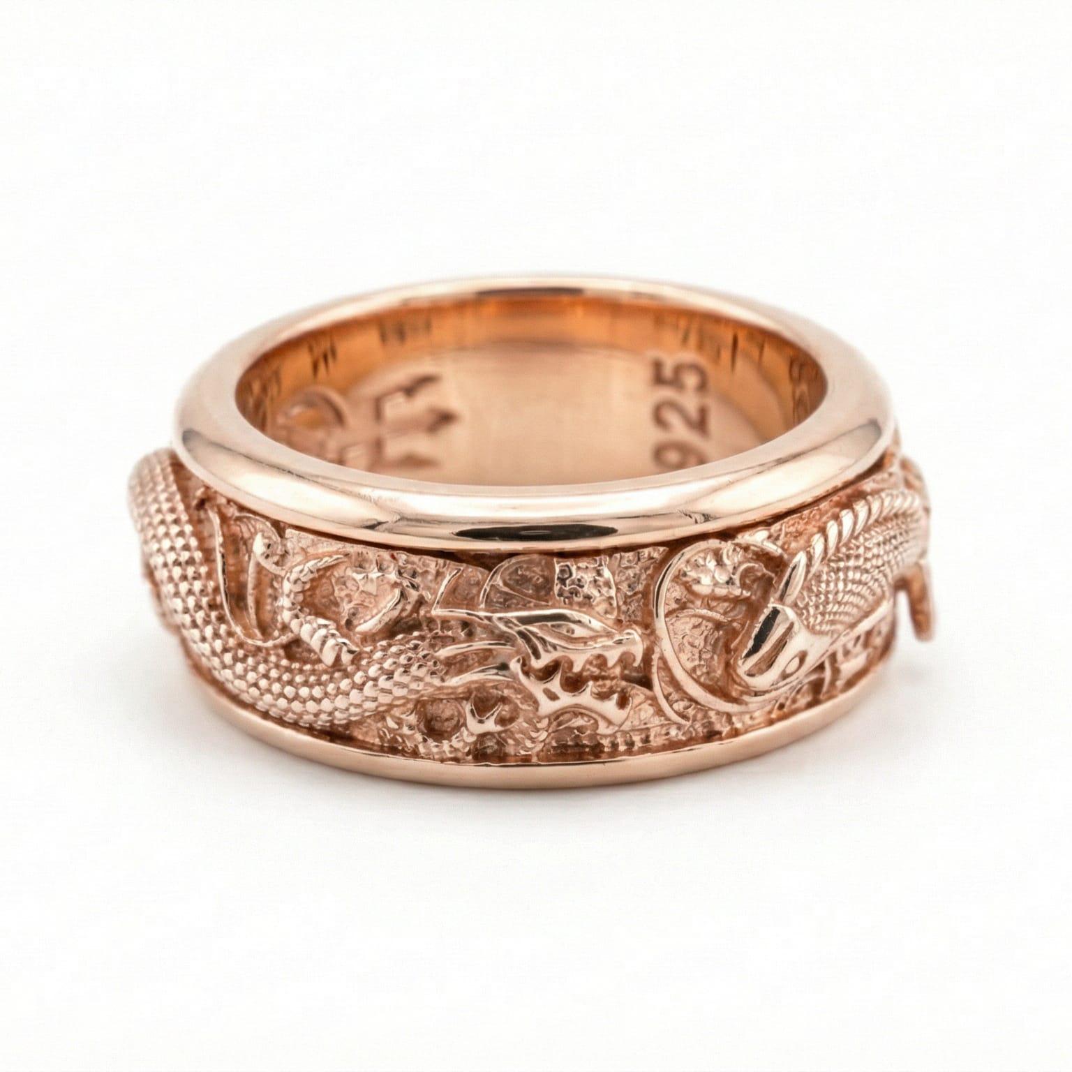 Rotating Dragon & Carp Band Ring