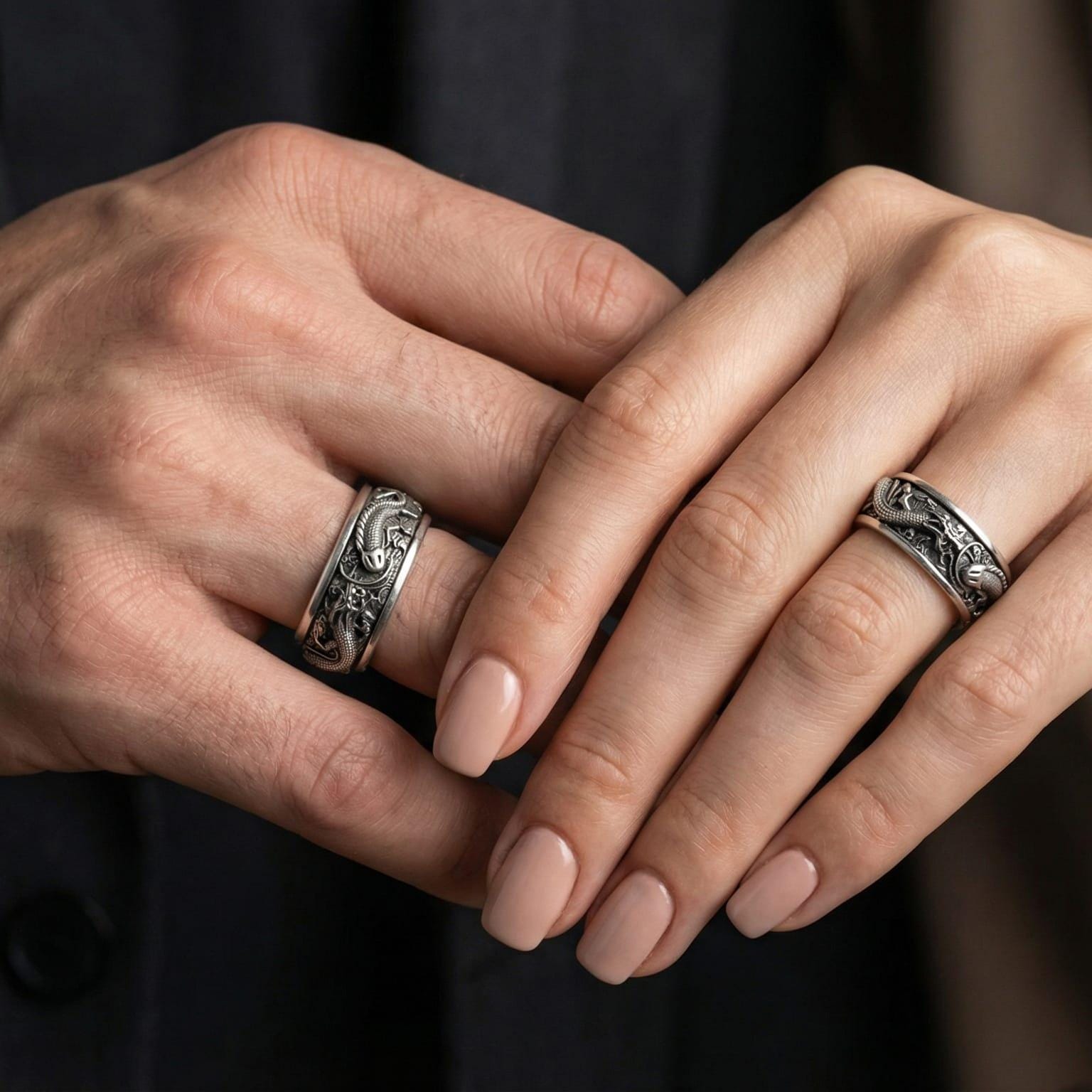 Rotating Dragon & Carp Band Ring