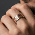 Load image into Gallery viewer, Rose gold plated wave engraved band ring worn on model with refined romantic styling, ideal for engagement, anniversary, or daily wear
