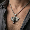 Load image into Gallery viewer, Oxidized elephant pendant necklace worn on neck, lifestyle close-up on dark outfit, elephant charm centered
