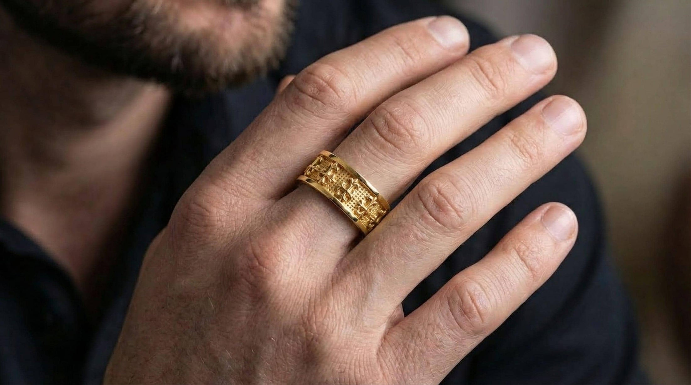 Gothic Cross Band Ring
