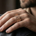 Load image into Gallery viewer, Rose gold plated classical Roman relief ring worn on model with refined historical and intellectual style
