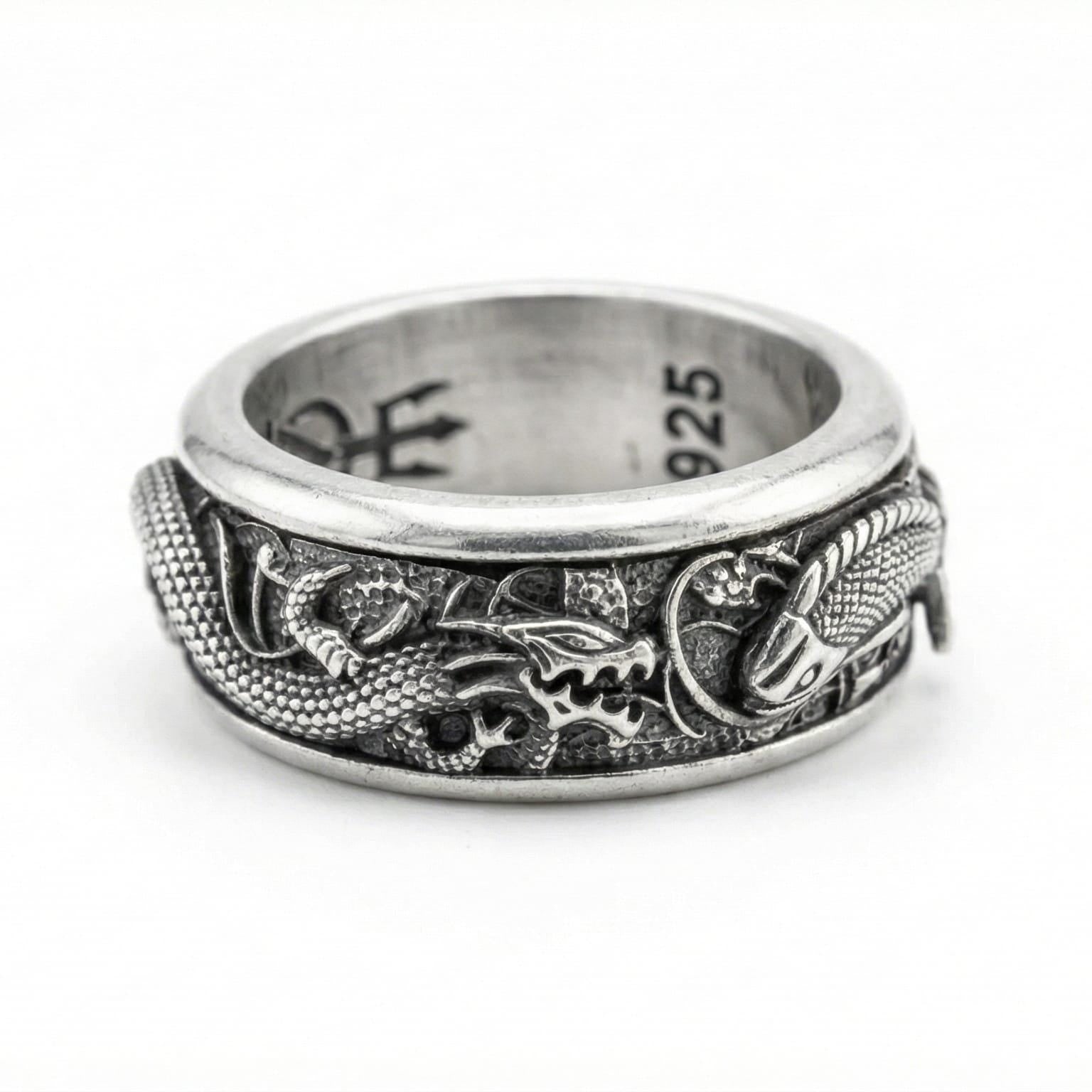 Rotating Dragon & Carp Band Ring