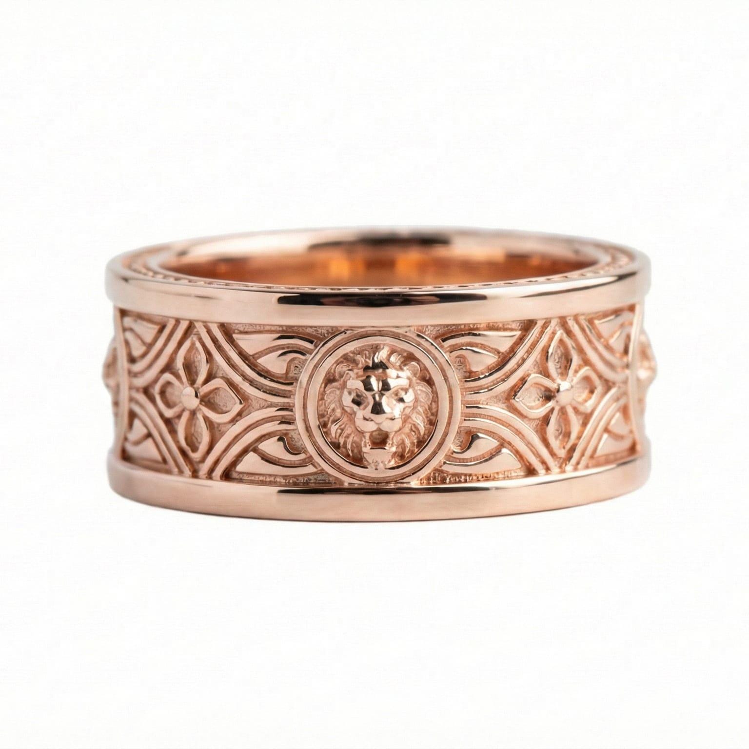 Inlaid Lion Band Ring