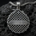 Load image into Gallery viewer, Sterling Silver Dragon Compass Pendant Necklace, Nautical Viking Amulet, Ouroboros Wyrm Medallion Jewelry
