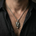 Load image into Gallery viewer, Oxidized 925 sterling silver Medusa skull pendant worn on neck, snake-wrapped gothic necklace with memento mori symbolism
