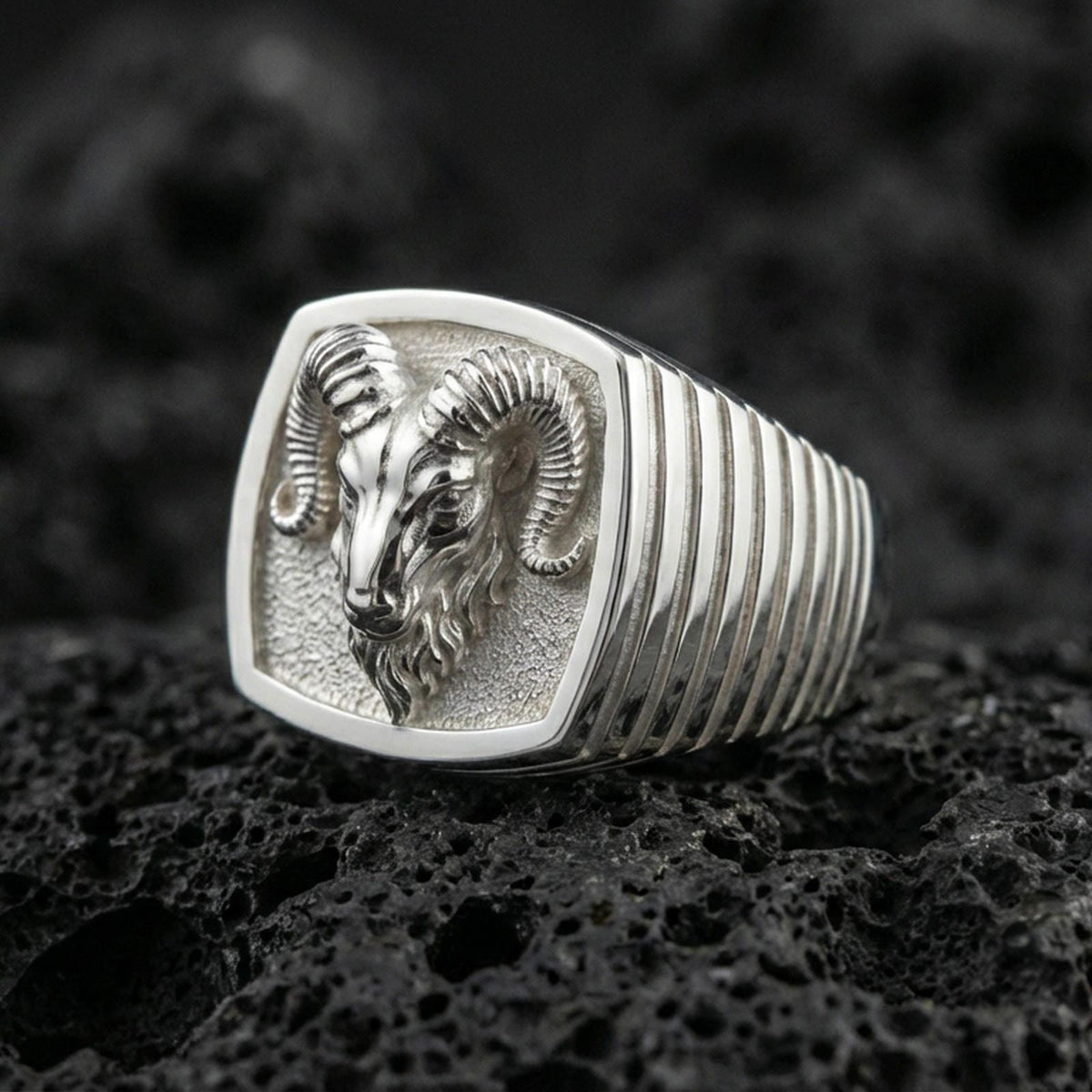 Ram Rng Ram Head Signet Ring | Mens Strength Symbol Statement Ring | Angelios ...
