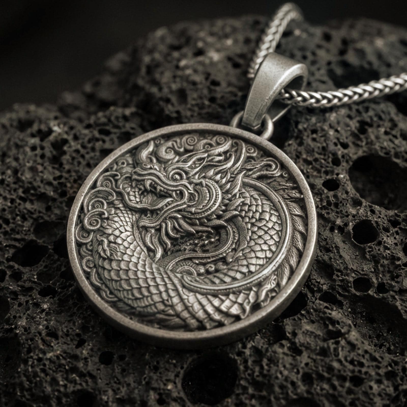 Coiled Eastern Dragon Pendant