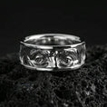 Load image into Gallery viewer, Polished silver Benjamin Franklin portrait ring on volcanic rock, crisp eye detailing with a clean reflective finish and smooth comfort edges.
