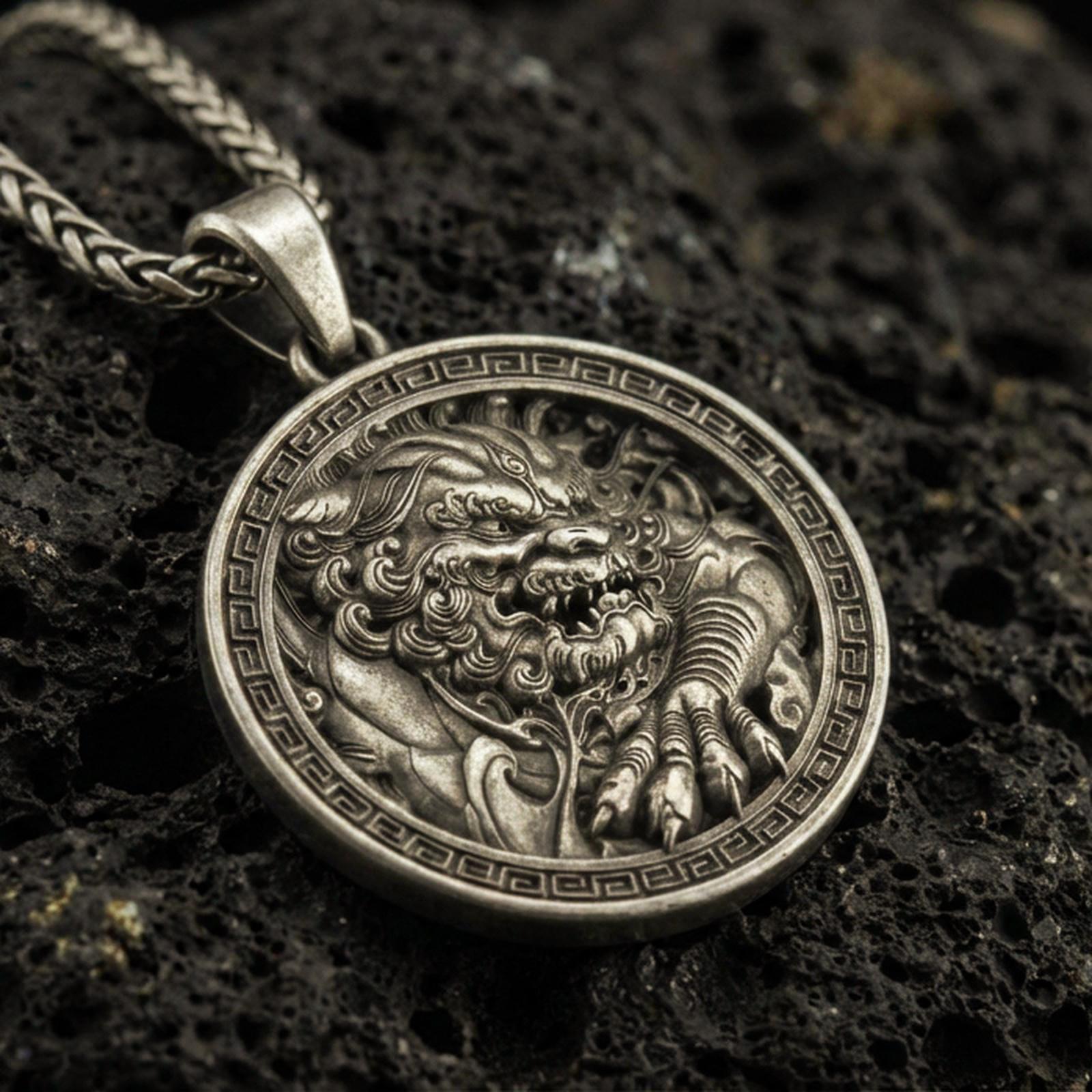 Chinese Guardian Lion Pendant