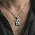 Load image into Gallery viewer, Polished silver mermaid pendant necklace worn on the neck, shown against the chest in a clean and elegant everyday wear composition.

