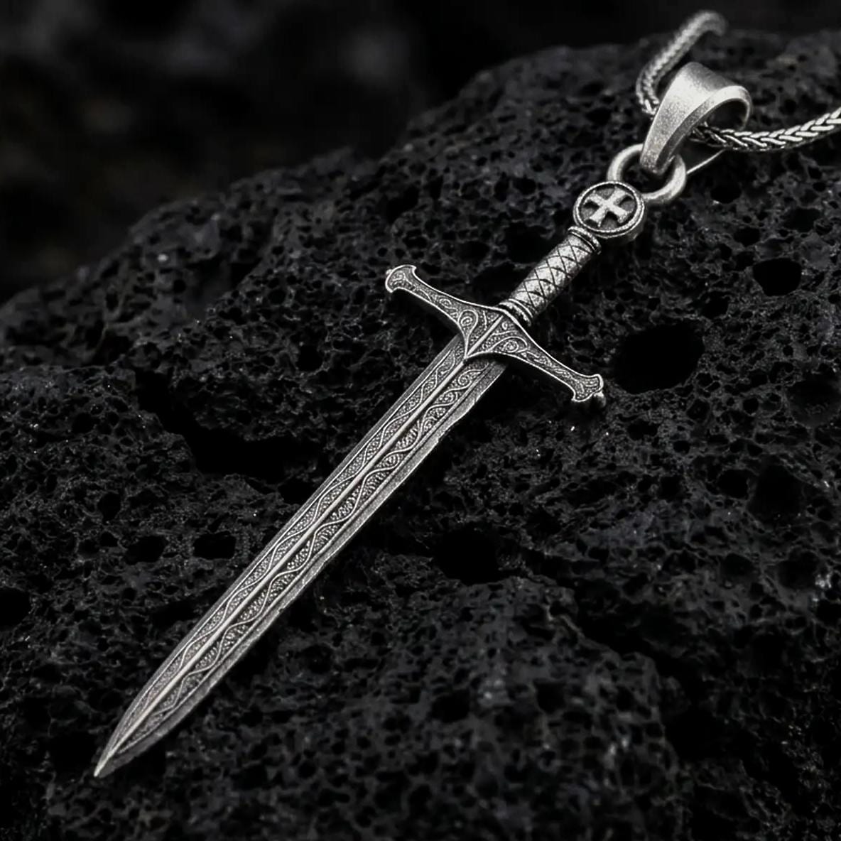 Hearting Sword Pendant 真鍮 Medieval Sword Pendant | Angelios Jewelry