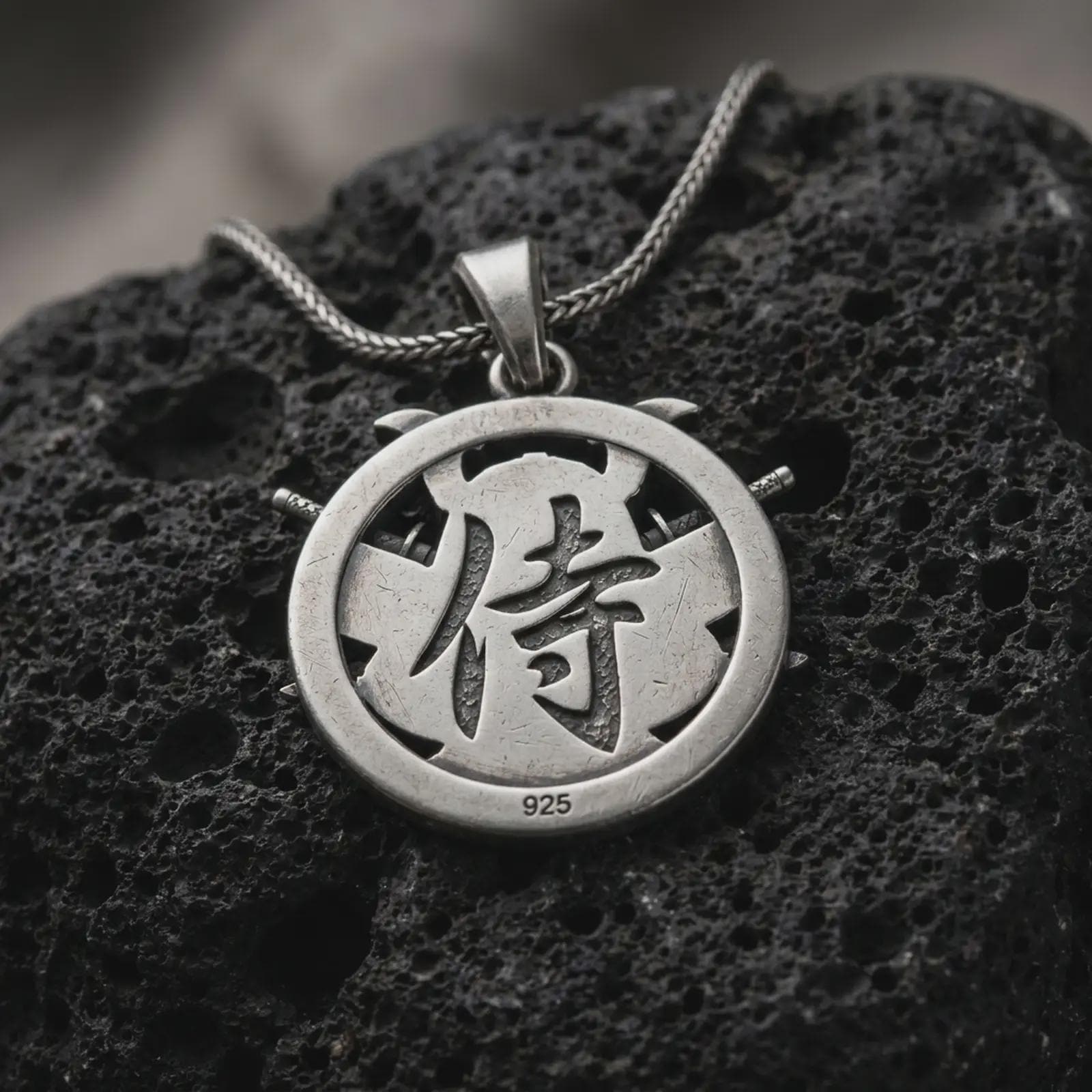Samurai Warrior Pendant for Men, Sterling Silver Bushido Necklace, Japanese Armor Jewelry Gift