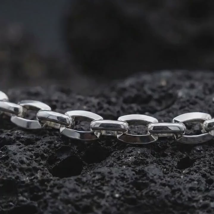 925 Sterling Silver Anchor Link Chain Necklace, Mariner Chain for Men, Oxidized Nautical Silver Jewelry
