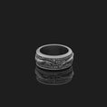 Video in Galerie-Betrachter laden und wiedergeben, Spinning Creation of Adam Wedding Band Ring, Rotating Artistic Design, Engravable Inside, Symbol of Divine Connection
