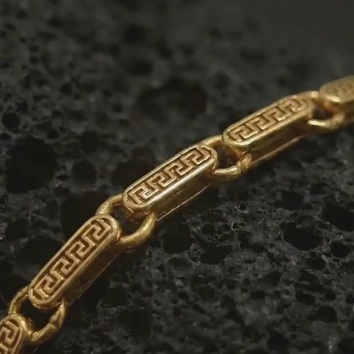 Greek Key Bracelet for Men, Sterling Silver Meander Chain, Ancient Greek Jewelry Gift
