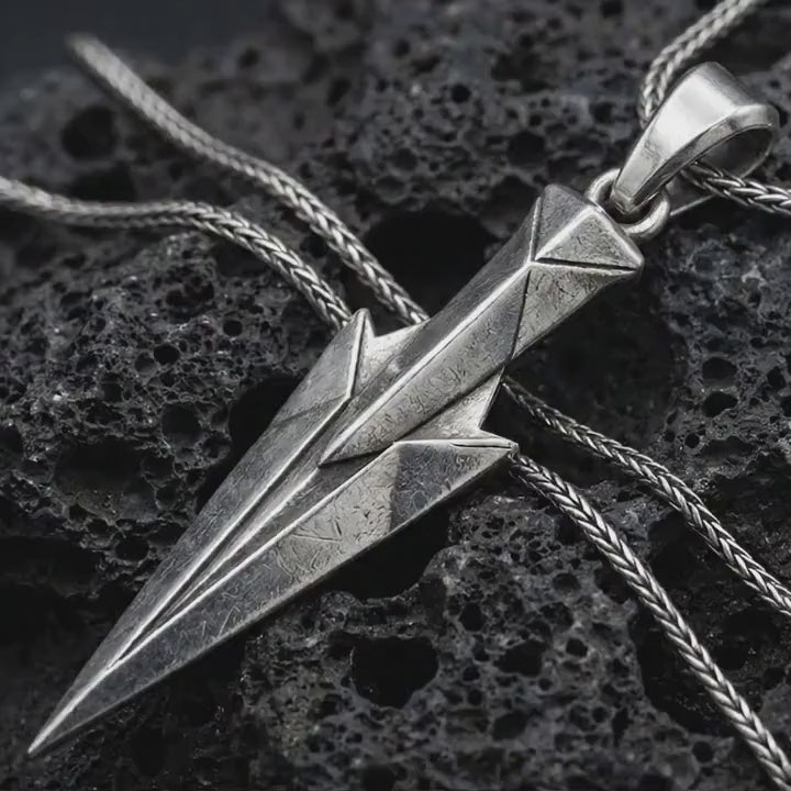 Gungnir Pendant Necklace, Sterling Silver Odin Spear Jewelry, Viking Norse Amulet Gift for Men