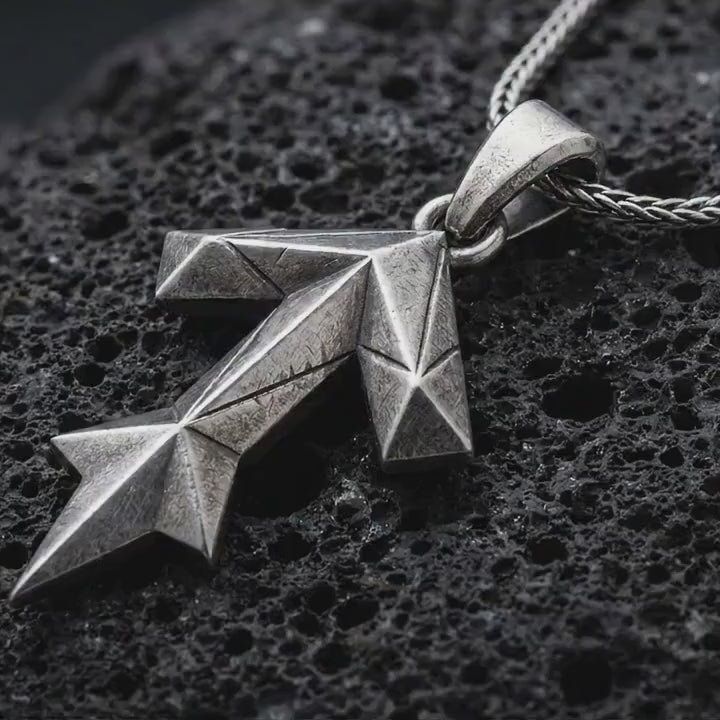Tyr Rune Pendant Necklace, Sterling Silver Teiwaz Symbol Jewelry, Viking Norse Gift for Men