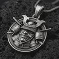 Load and play video in Gallery viewer, Samurai Warrior Pendant for Men, Sterling Silver Bushido Necklace, Japanese Armor Jewelry Gift
