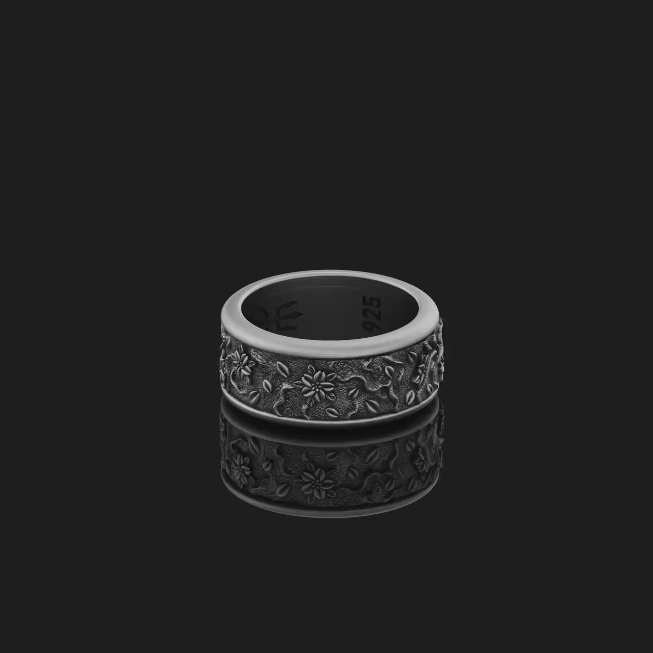 Spinning Flowers Wedding Band Ring, Rotating Floral Design, Engravable Inside, Symbol of Blossoming Love