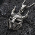 Load and play video in Gallery viewer, Loki Pendant Necklace, Sterling Silver Norse Trickster Mask Jewelry, Viking Mythology Gift for Men

