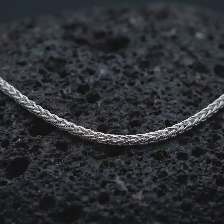 Foxtail Chain Necklace, Sterling Silver Italian Wheat Necklace, 2.70mm Men’s Gift