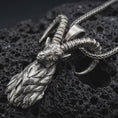 Load and play video in Gallery viewer, Sterling Silver Ram Horn Pendant Necklace, Celtic Aries Talisman Charm, Rustic Goat Medallion

