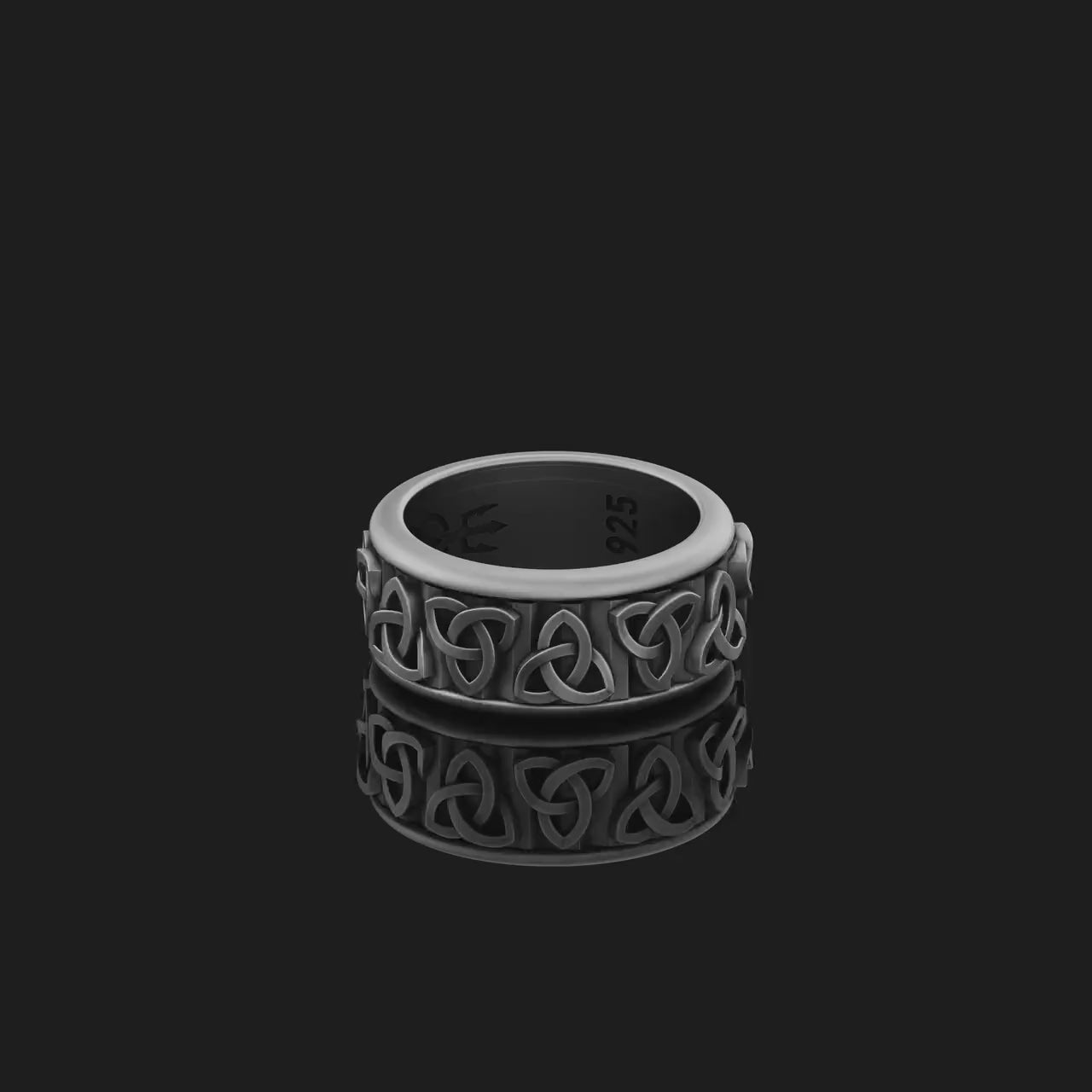 Spinning Celtic Triquetra Viking Wedding Personalized Band, Engravable Inside, Symbol of Eternity & Strength
