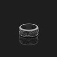 Load and play video in Gallery viewer, Spinning Wolf/Wolfpack Wedding Band Ring, Rotating Design, Engravable Inside, Symbol of Loyalty & Unity
